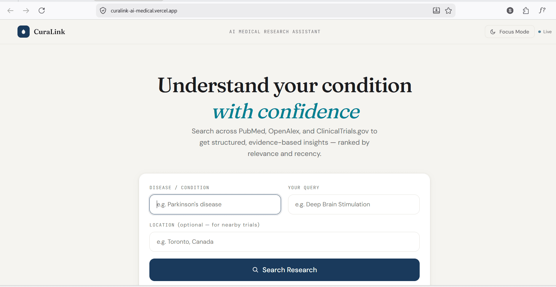 Curalink — AI Medical Assistant