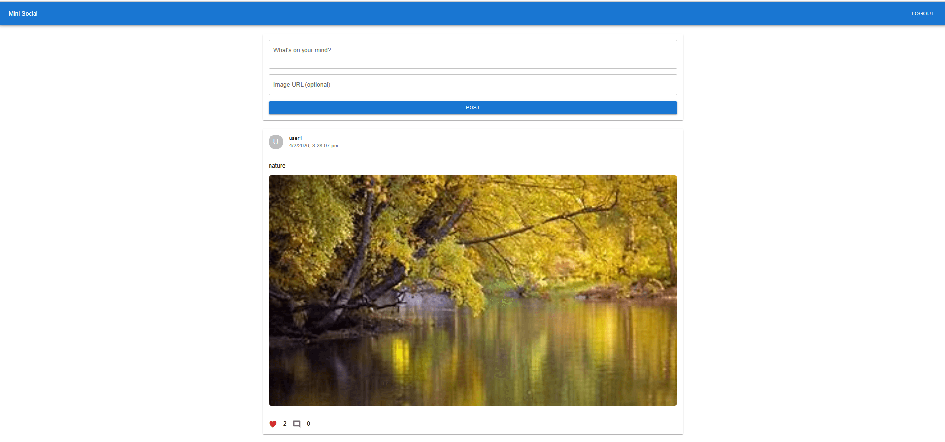 Mini Social Post Application